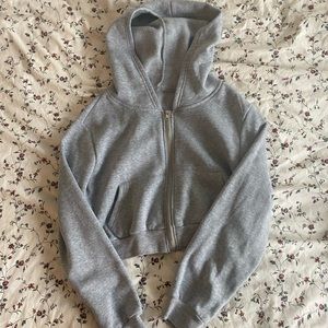 Cropped Fleece Zip Up Jacket